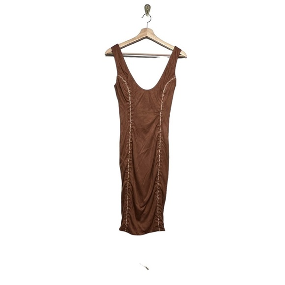 NWT HOUSE OF CB Alanis Cooper Vegan Suede Sleeveless Dress XS - Picture 7 of 12